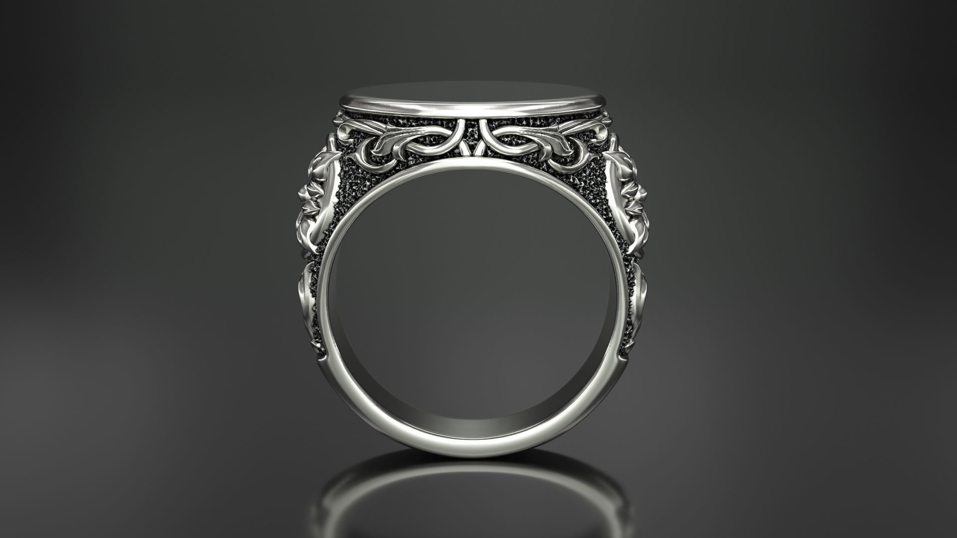 signet silver filigree ring 3D print model_1