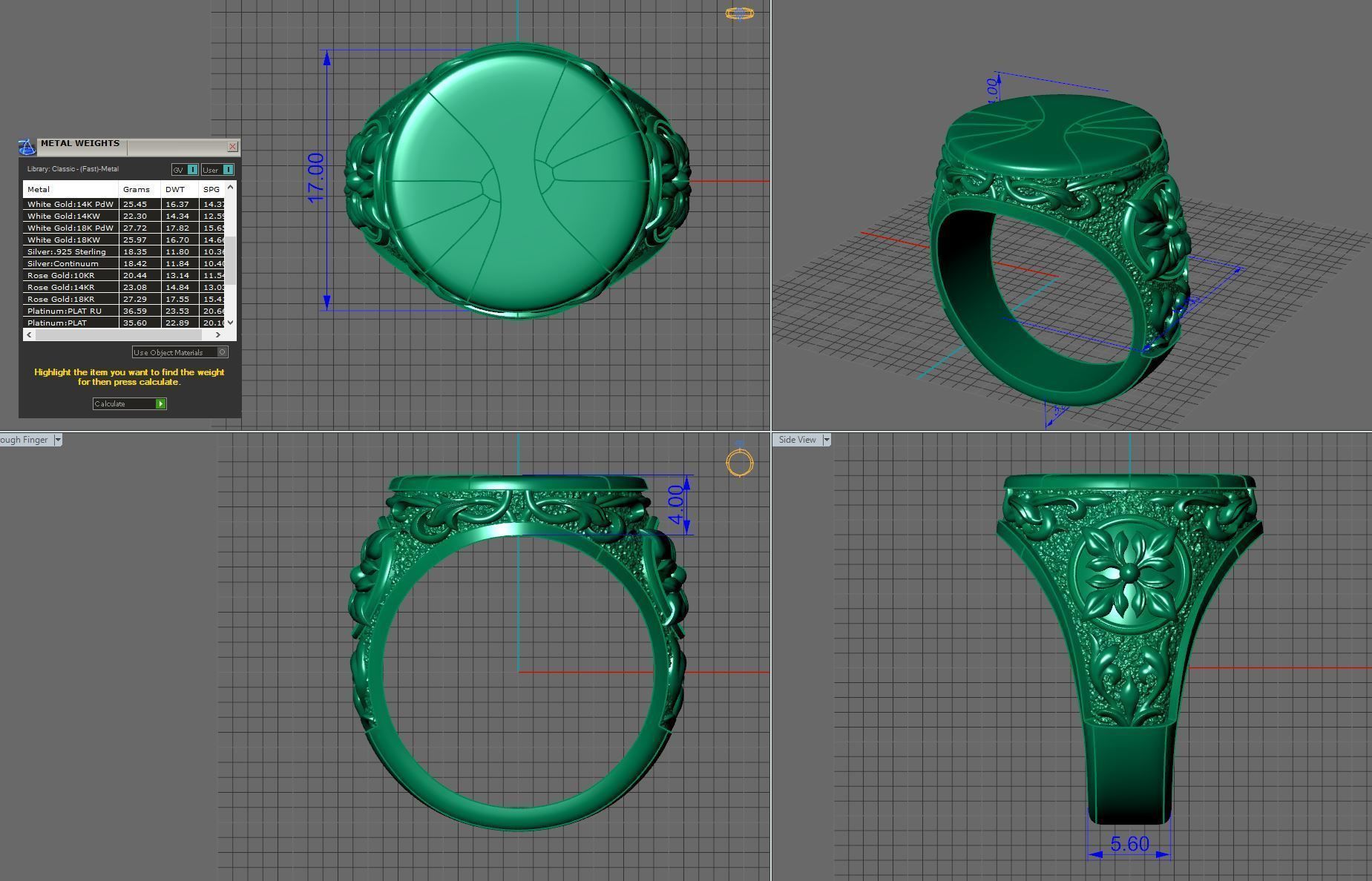 signet silver filigree ring 3D print model_7