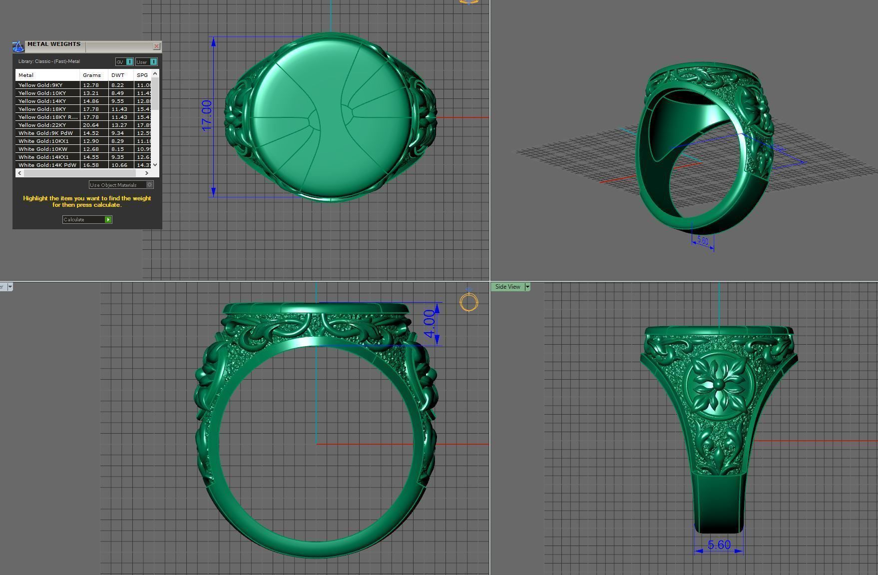 signet silver filigree ring 3D print model_4