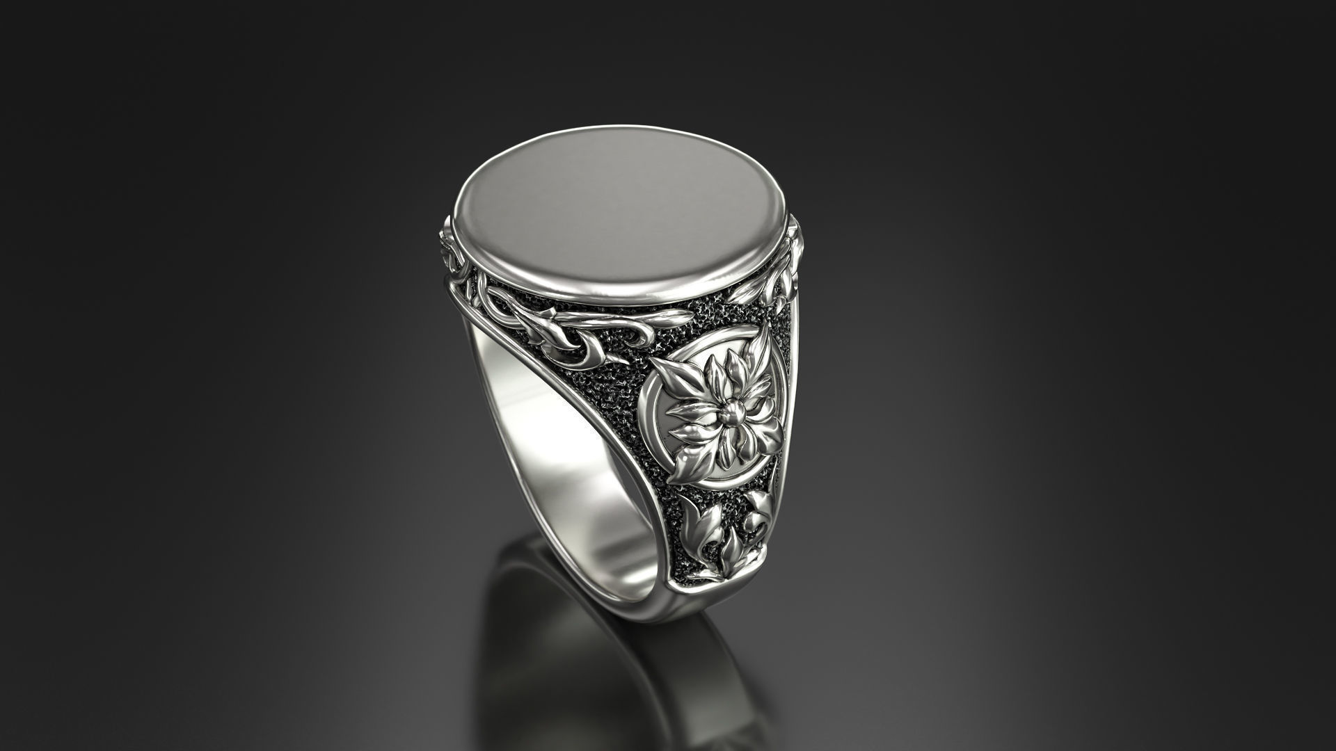 signet silver filigree ring 3D print model_3