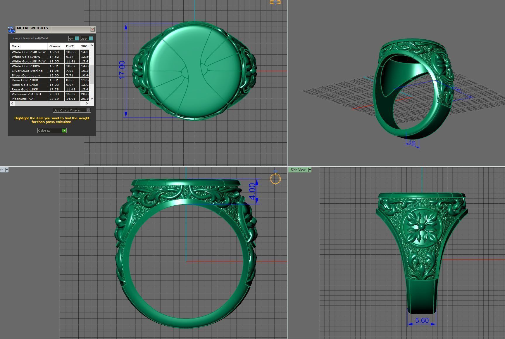 signet silver filigree ring 3D print model_6