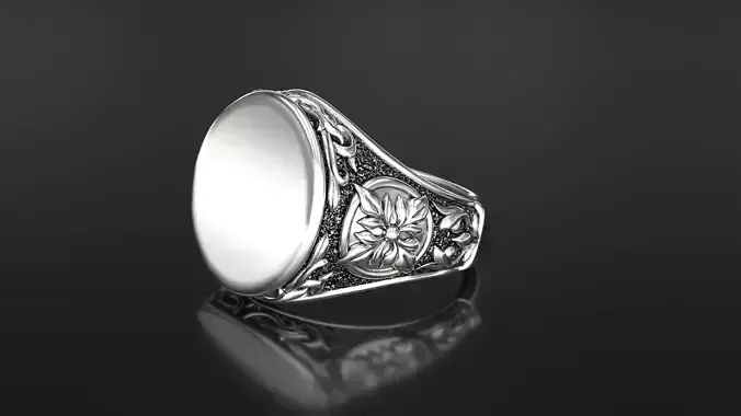 signet silver filigree ring 3D print model