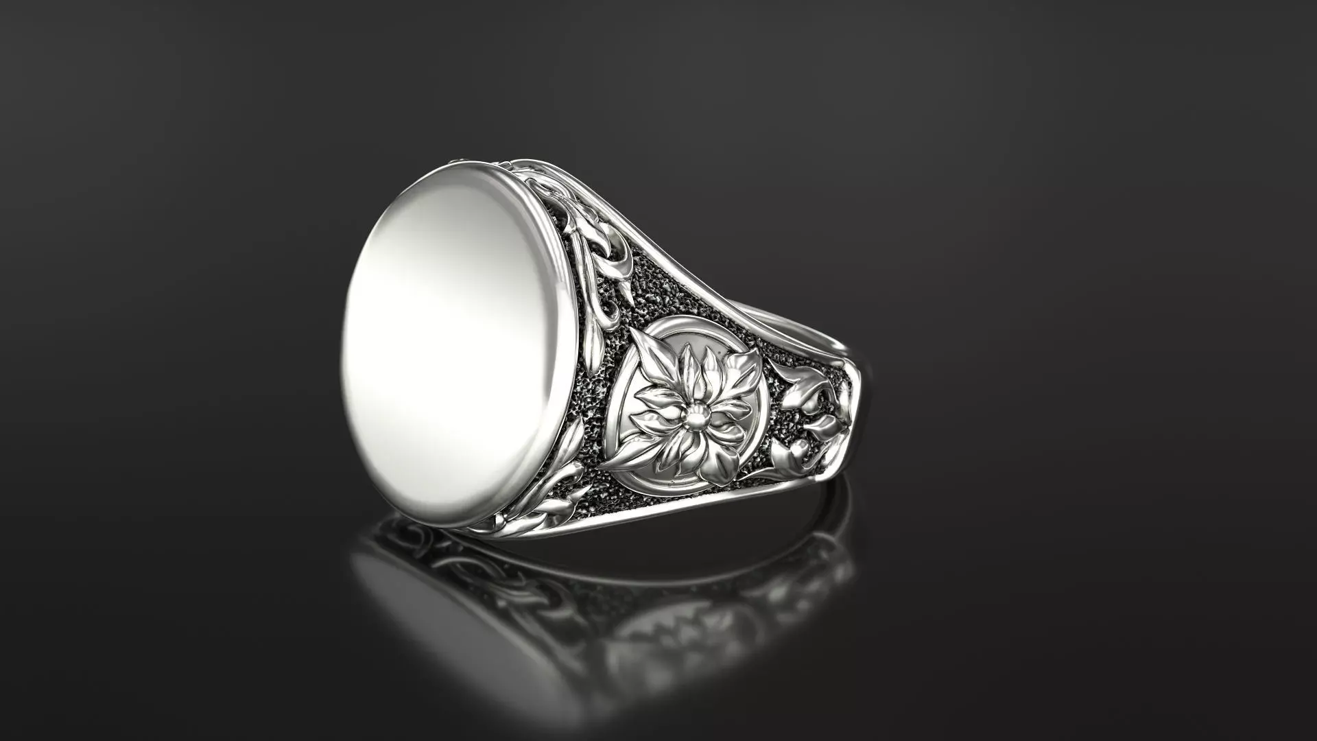 signet silver filigree ring 3D print model_0