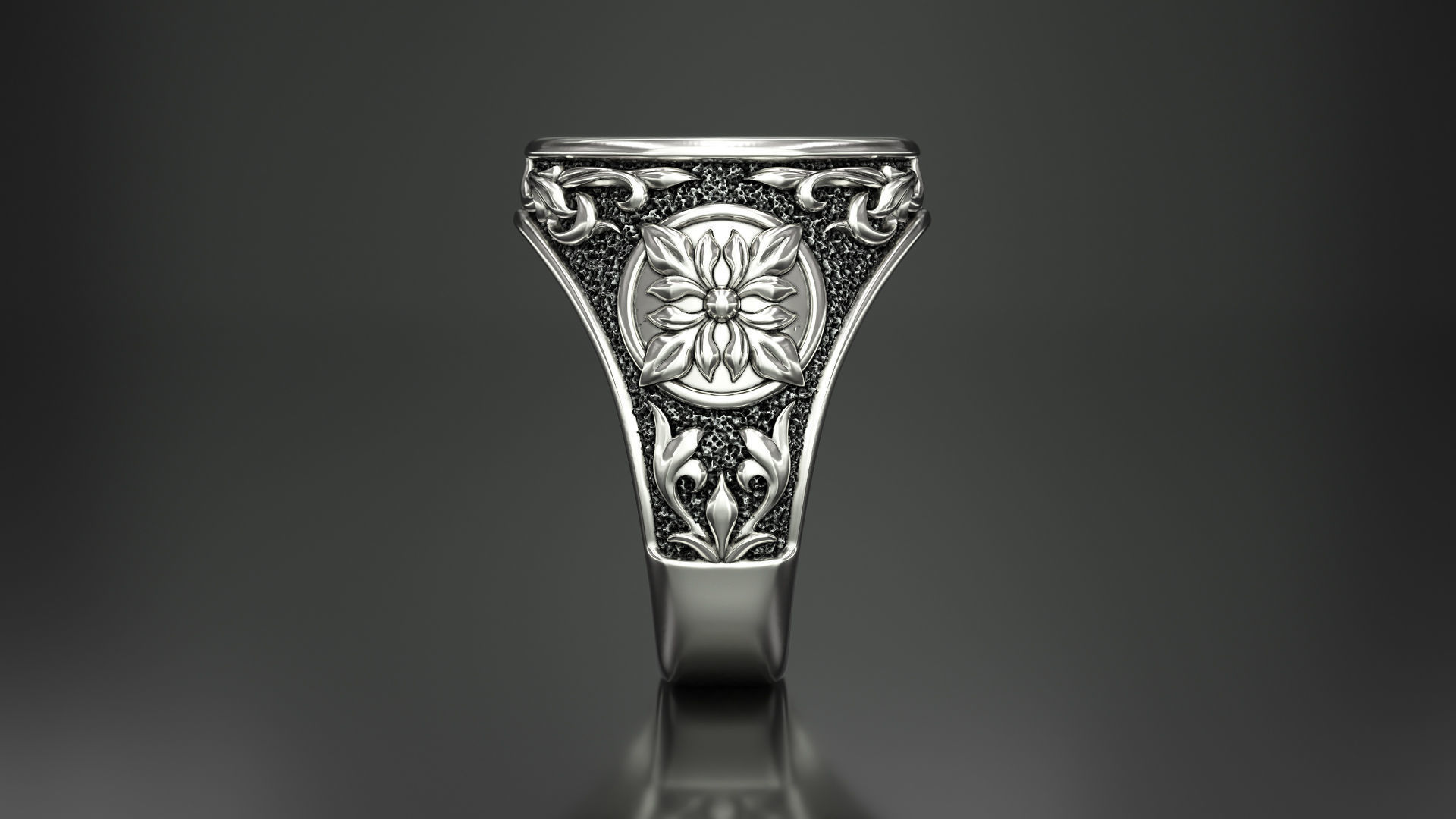 signet silver filigree ring 3D print model_2
