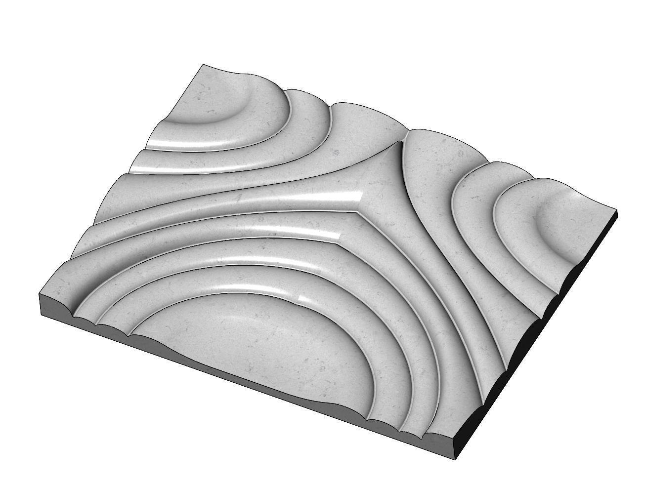 Mirrored water ripple wave wall art relief sculpture panel 3D print model_9