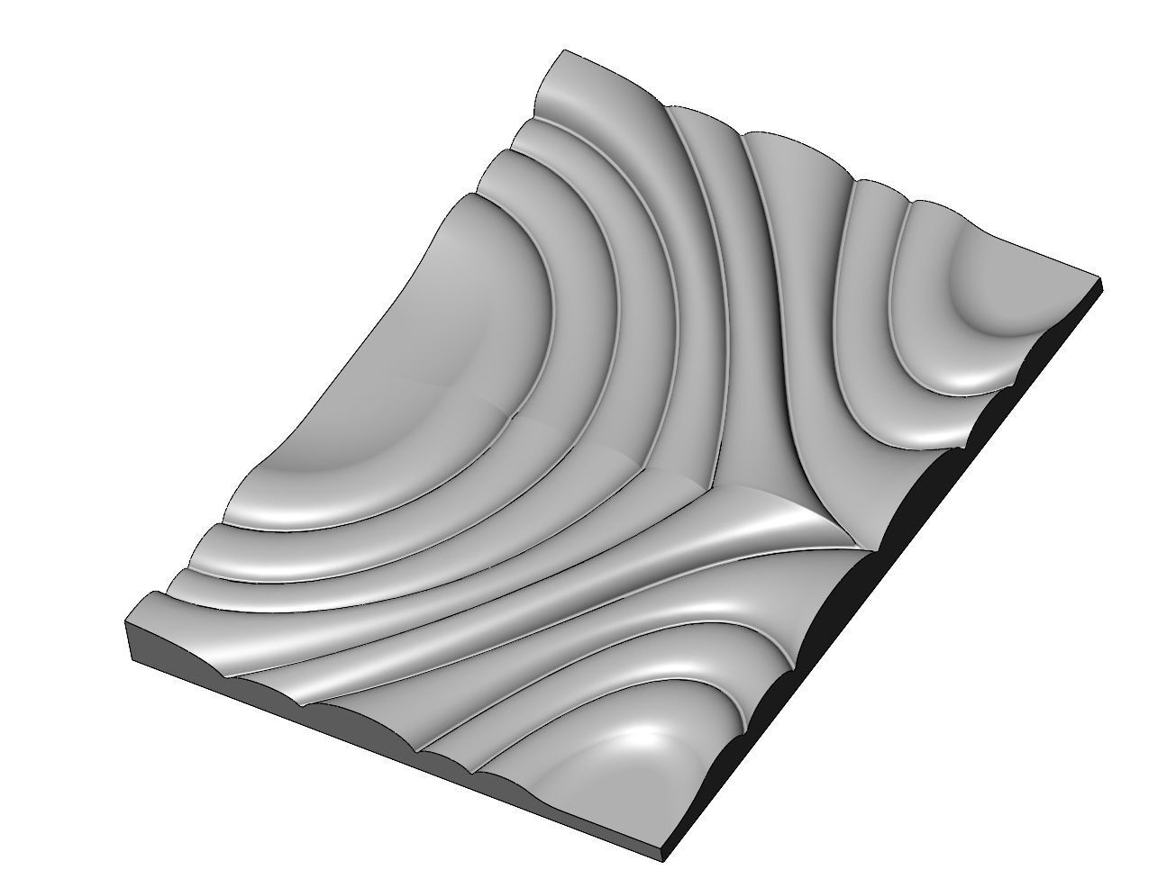 Mirrored water ripple wave wall art relief sculpture panel 3D print model_4