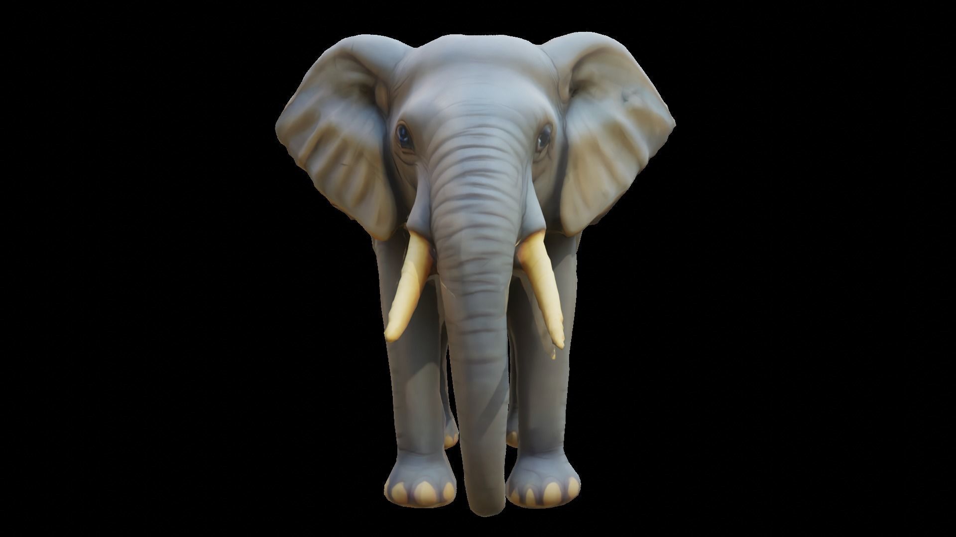 Cartoon elephant Low-poly 3D model_4