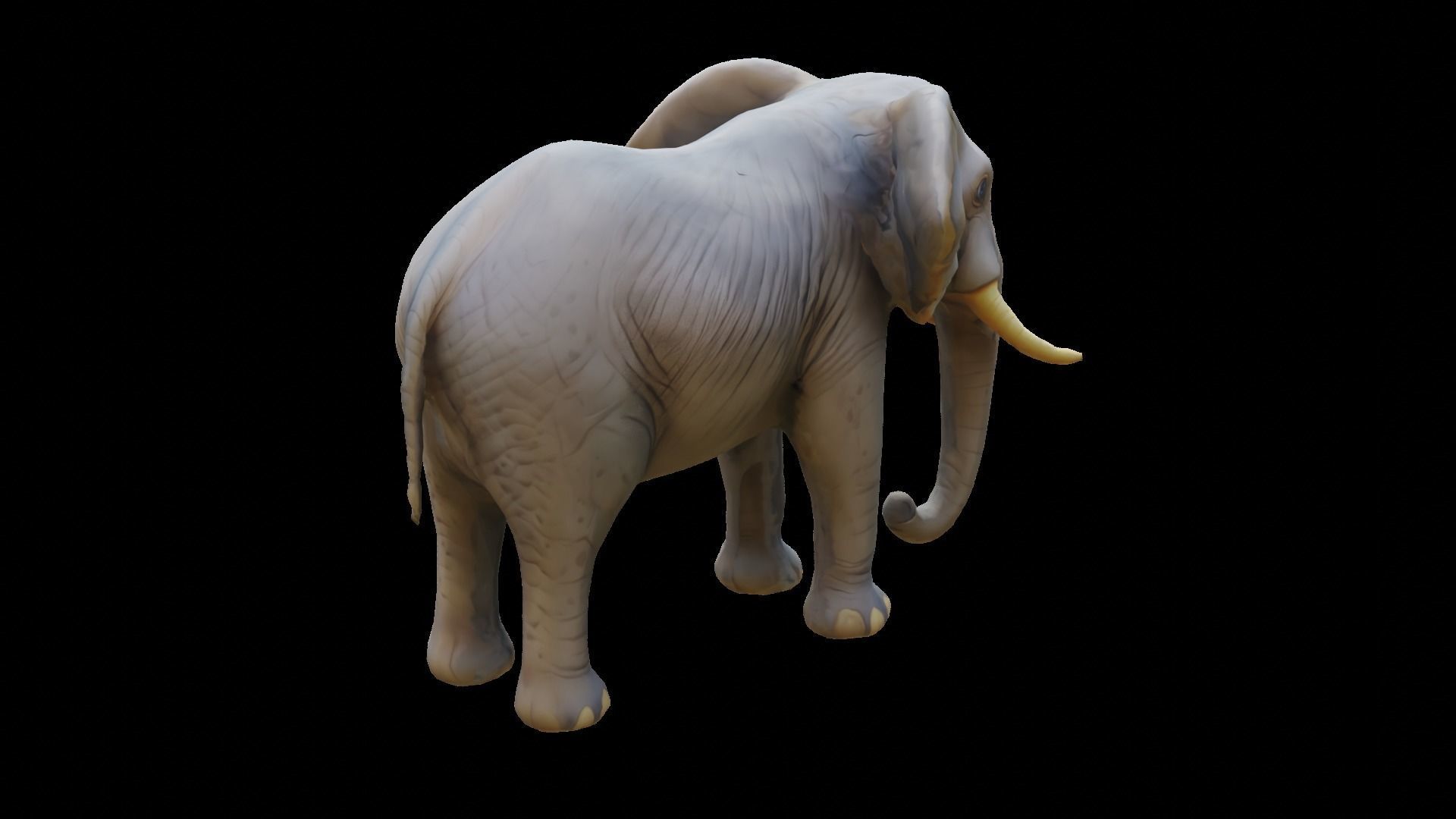 Cartoon elephant Low-poly 3D model_3