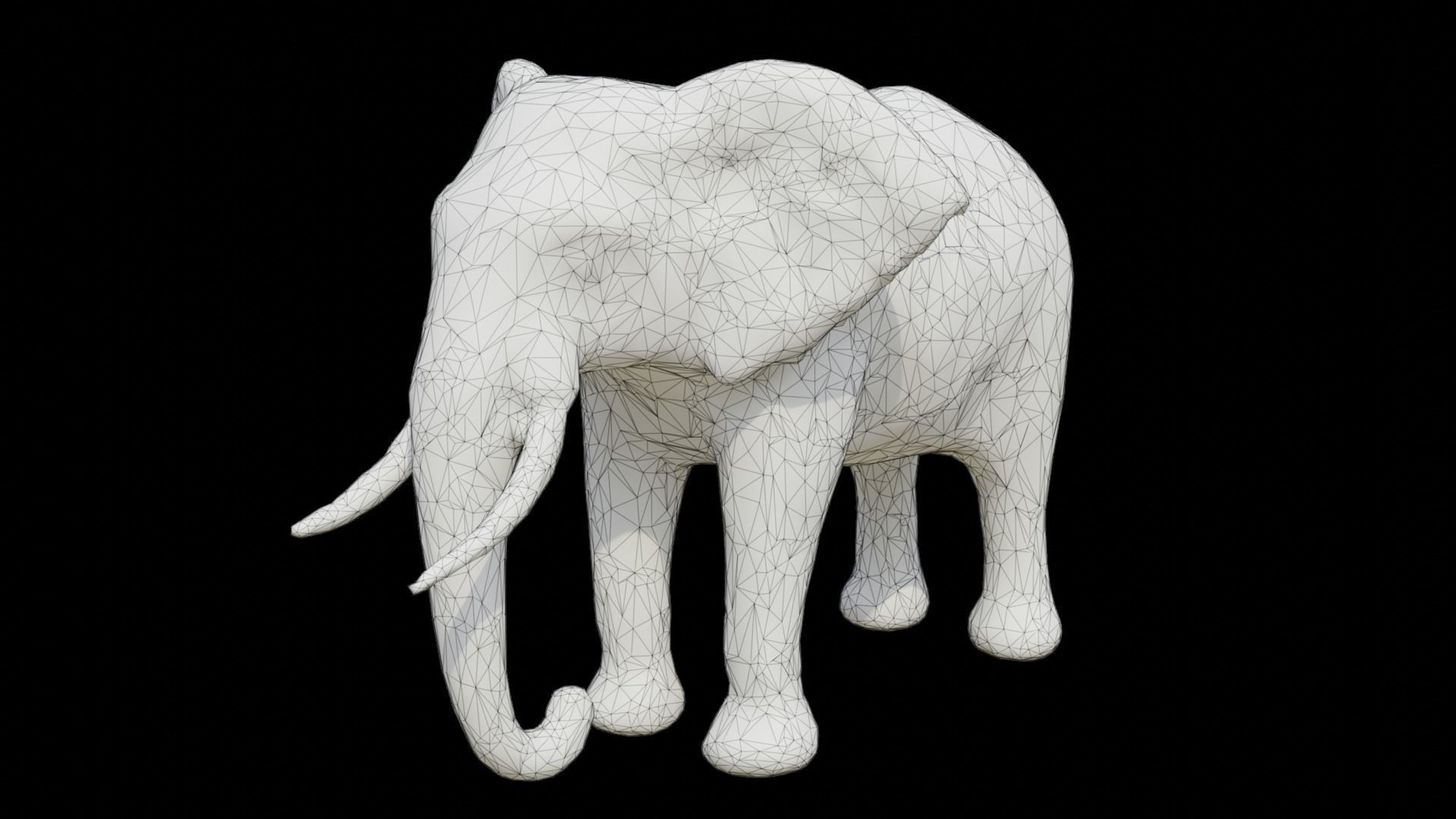 Cartoon elephant Low-poly 3D model_5