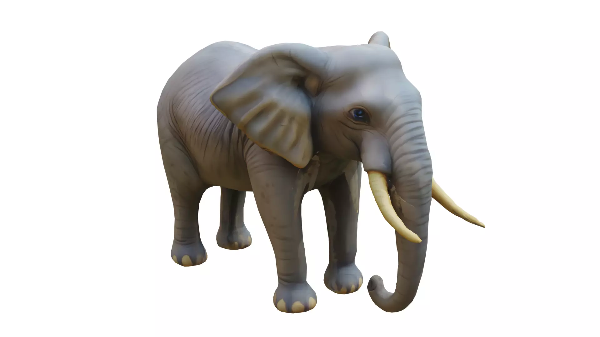 Cartoon elephant Low-poly 3D model_0