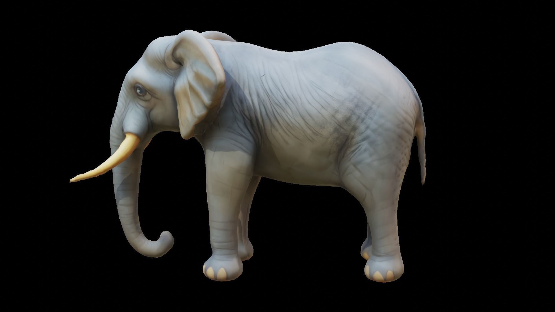 Cartoon elephant Low-poly 3D model_1