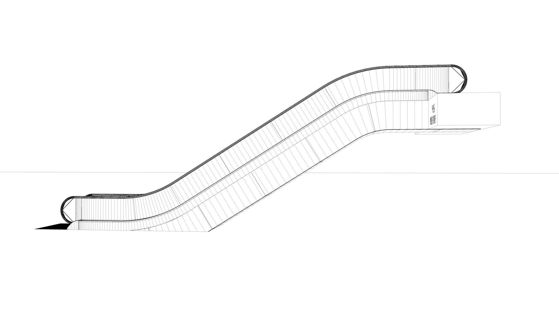 Escalator Adjustable and Rigged 3D model_54