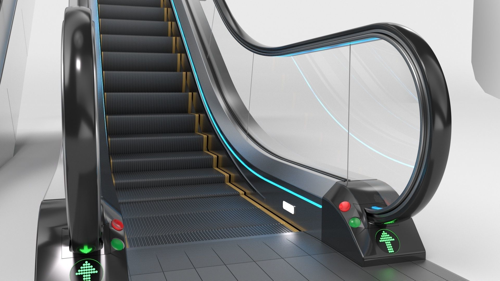 Escalator Adjustable and Rigged 3D model_32