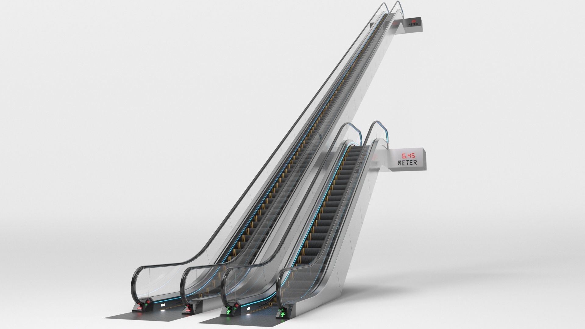 Escalator Adjustable and Rigged 3D model_11