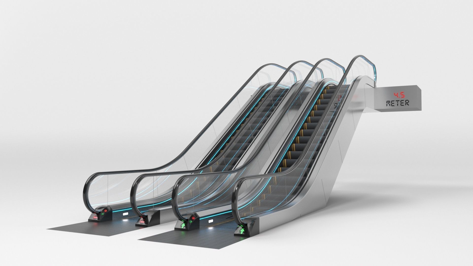 Escalator Adjustable and Rigged 3D model_14