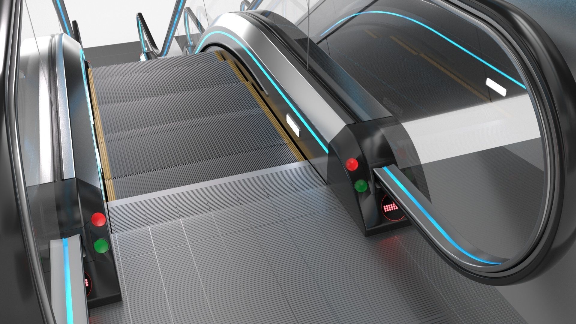 Escalator Adjustable and Rigged 3D model_41