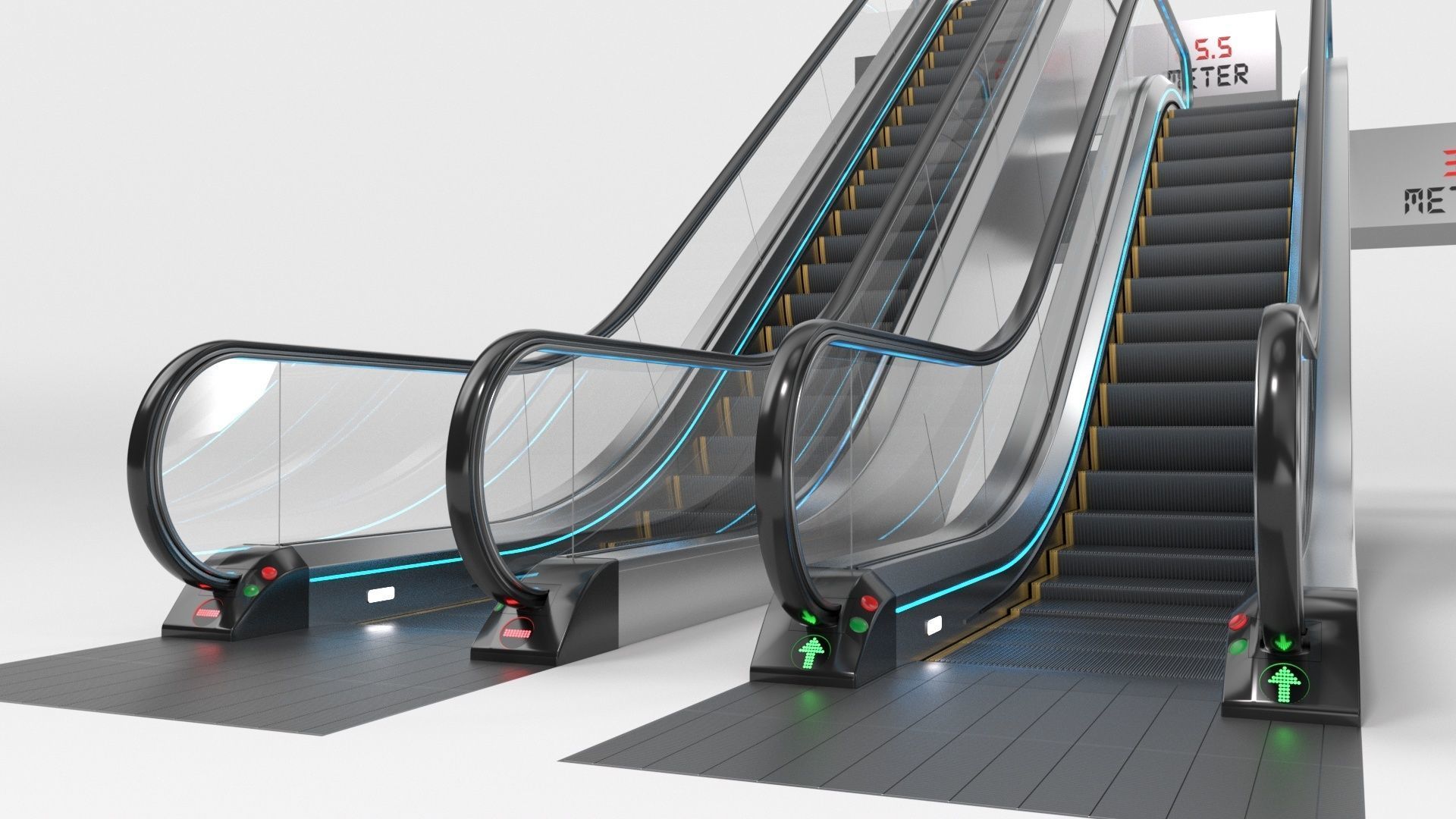 Escalator Adjustable and Rigged 3D model_23