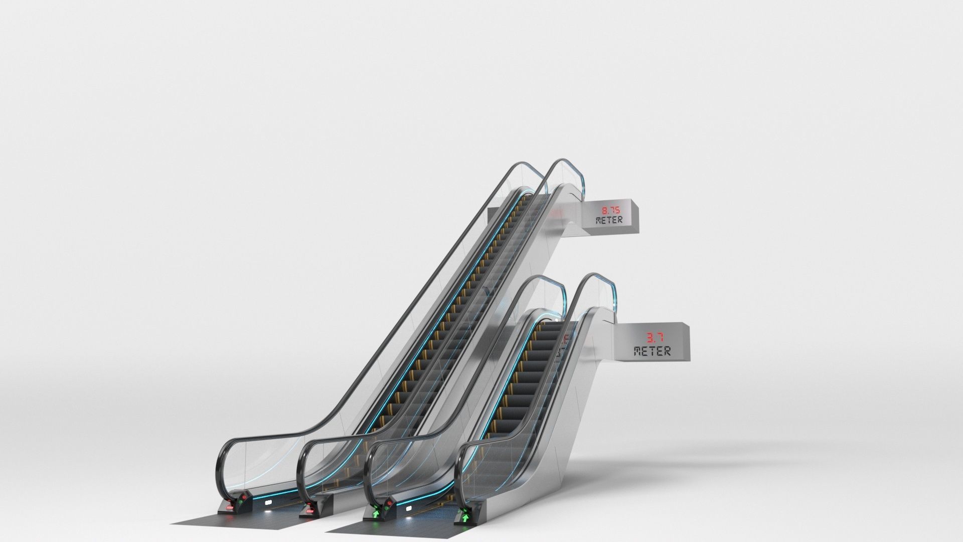 Escalator Adjustable and Rigged 3D model_5