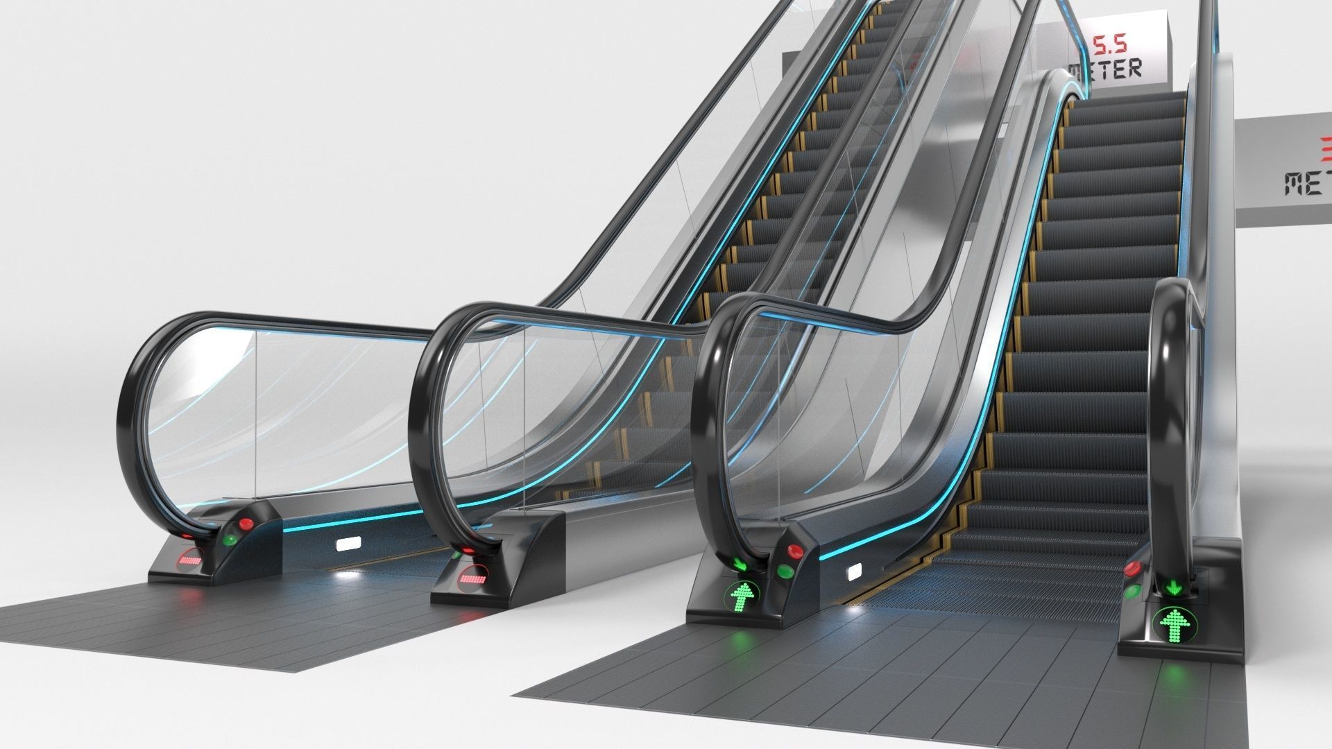Escalator Adjustable and Rigged 3D model_28