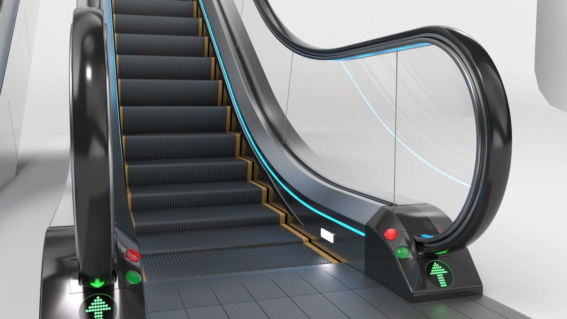 Escalator Adjustable and Rigged 3D model_33