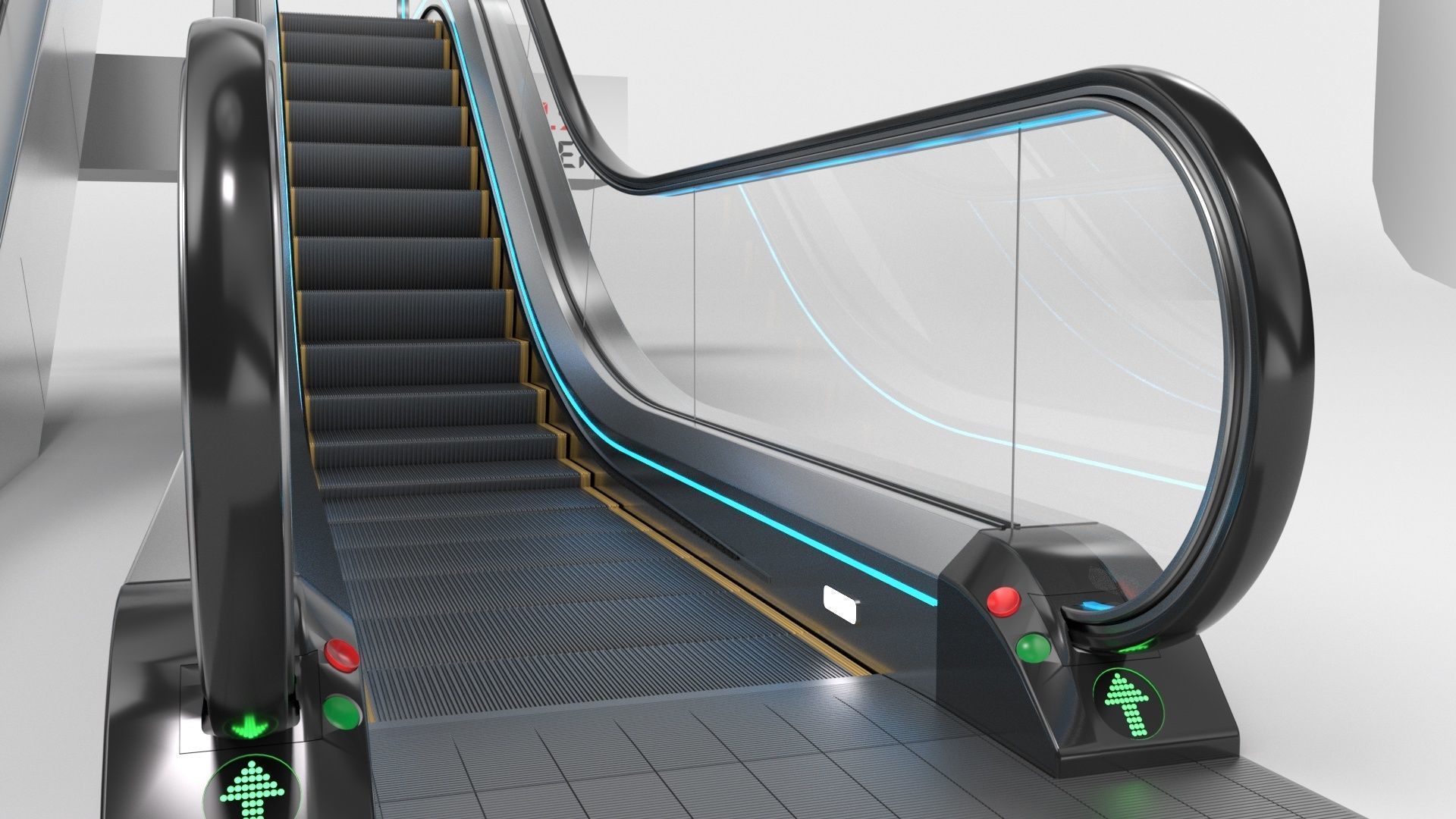 Escalator Adjustable and Rigged 3D model_36