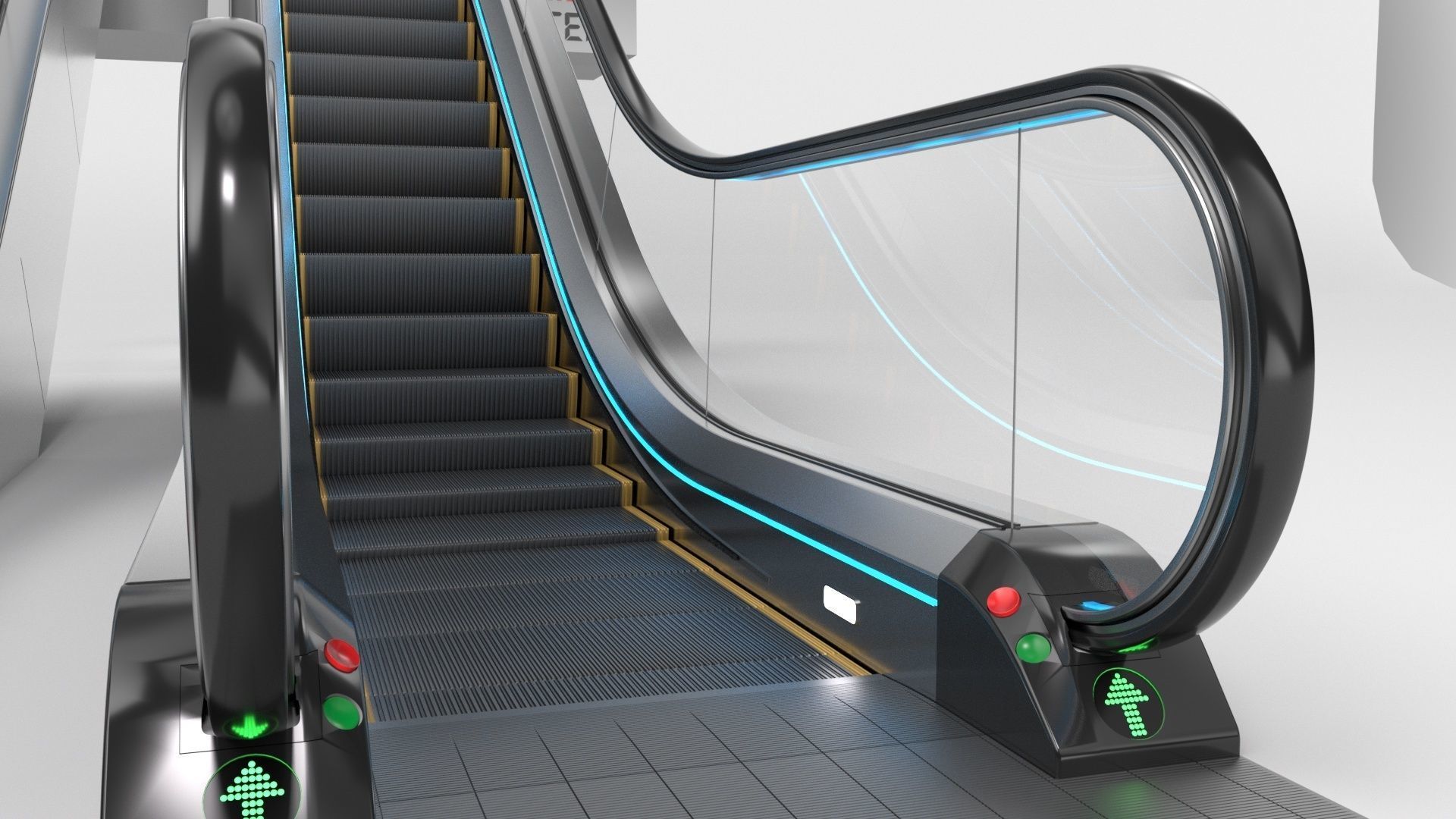 Escalator Adjustable and Rigged 3D model_37