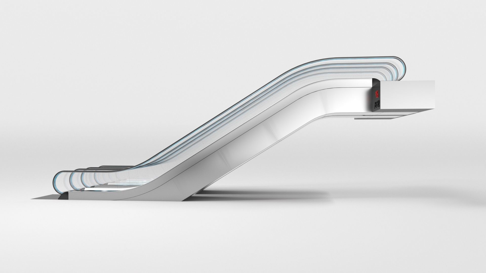 Escalator Adjustable and Rigged 3D model_15