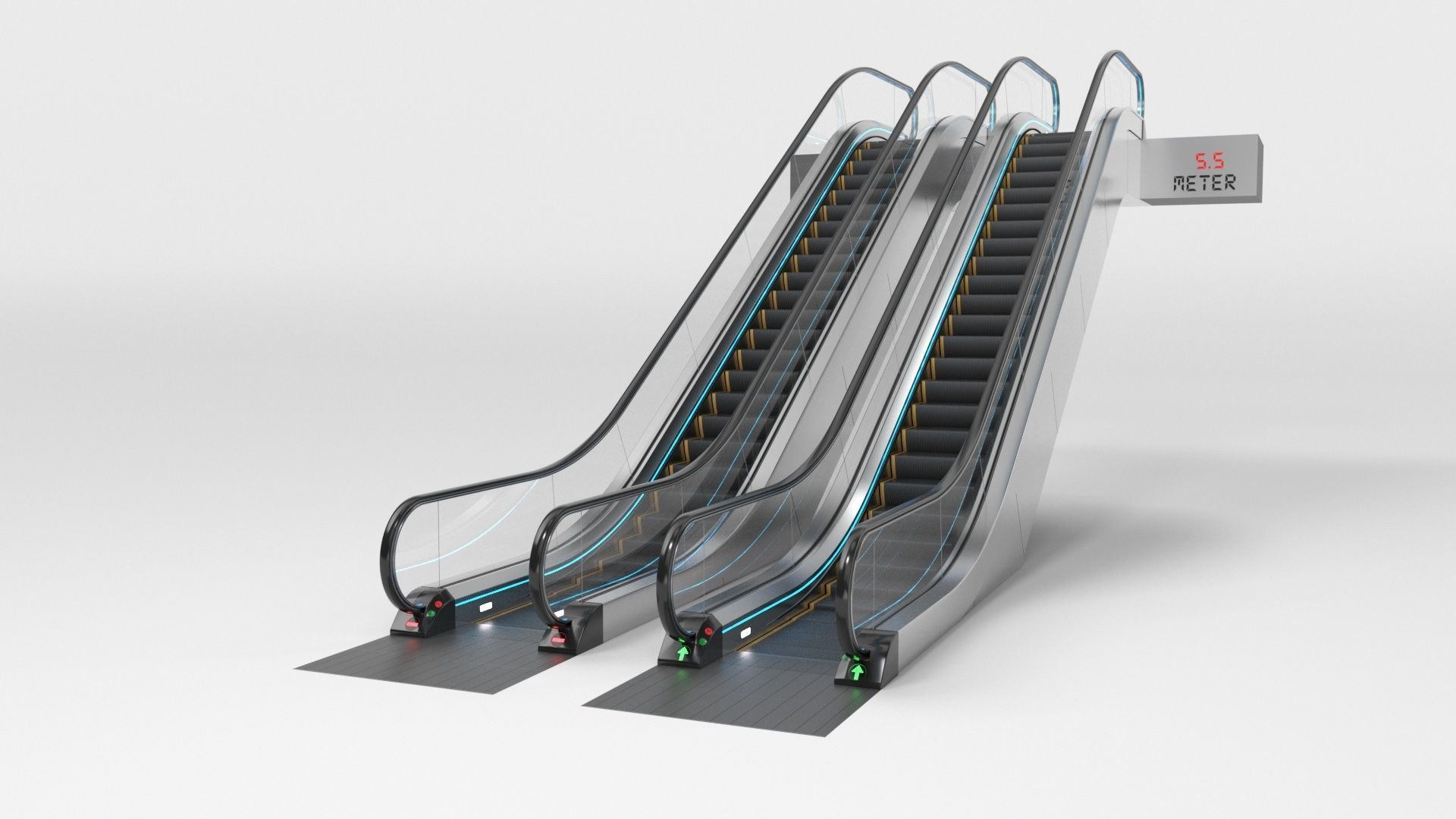 Escalator Adjustable and Rigged 3D model_2