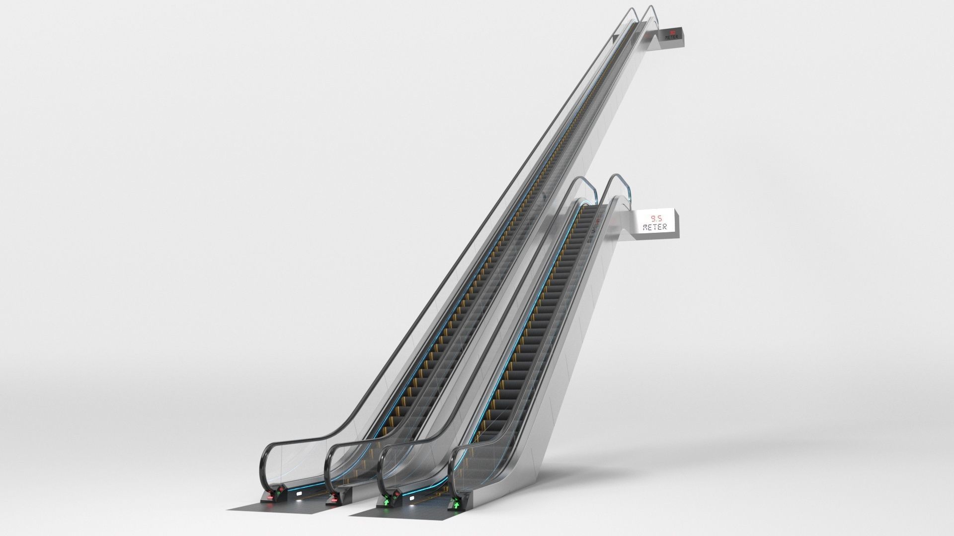 Escalator Adjustable and Rigged 3D model_12