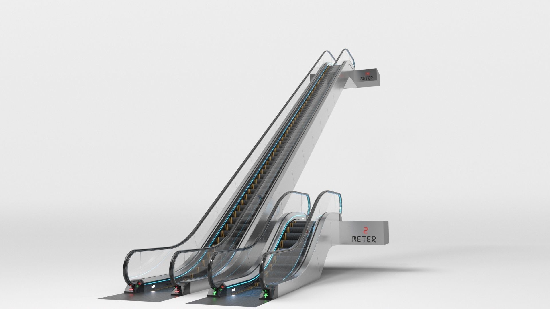 Escalator Adjustable and Rigged 3D model_8