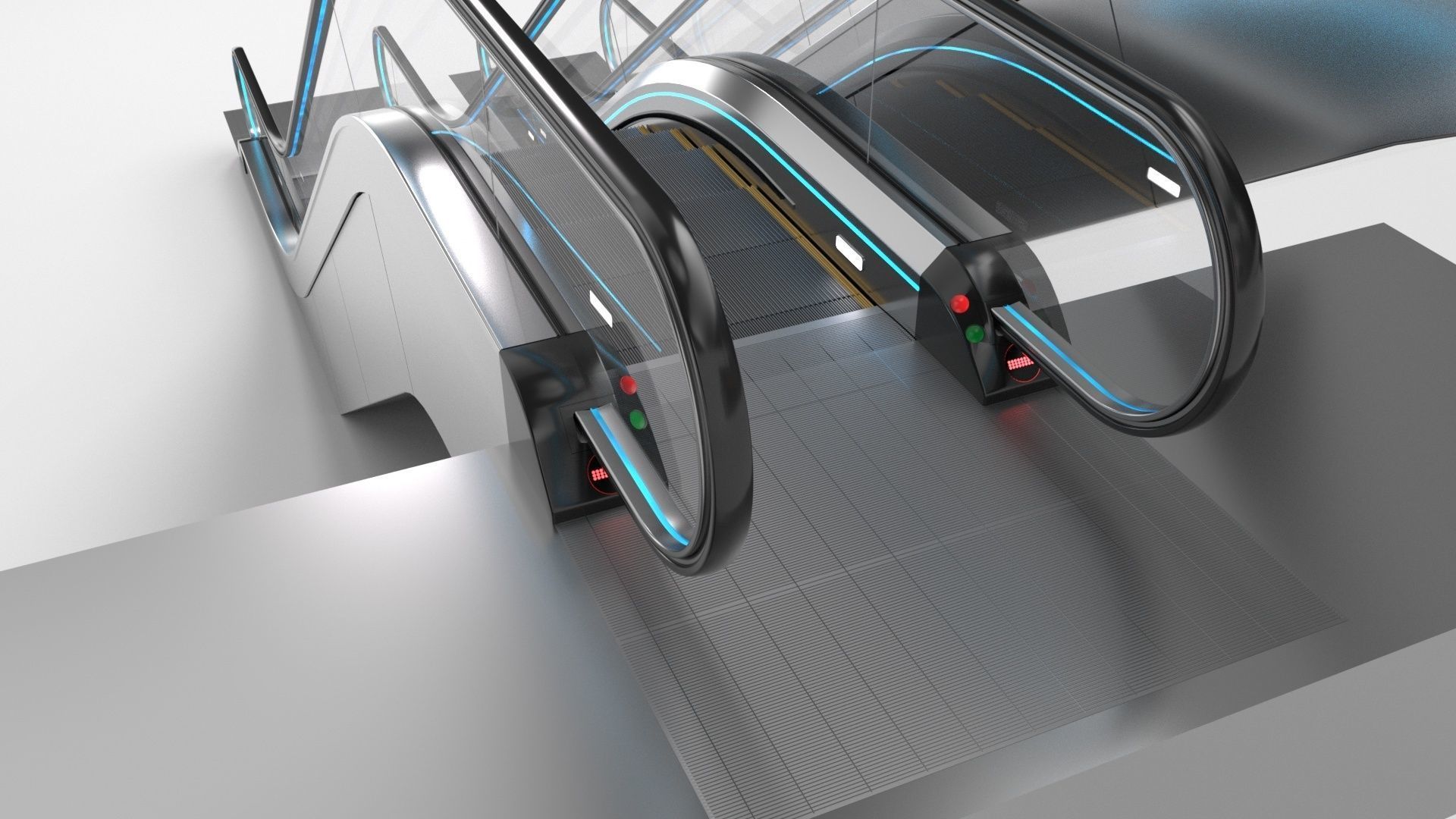 Escalator Adjustable and Rigged 3D model_38