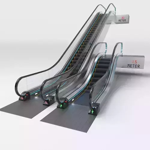 Escalator Adjustable and Rigged 3D model