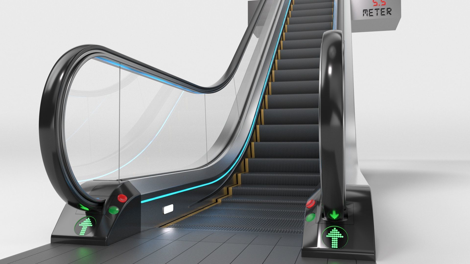 Escalator Adjustable and Rigged 3D model_42