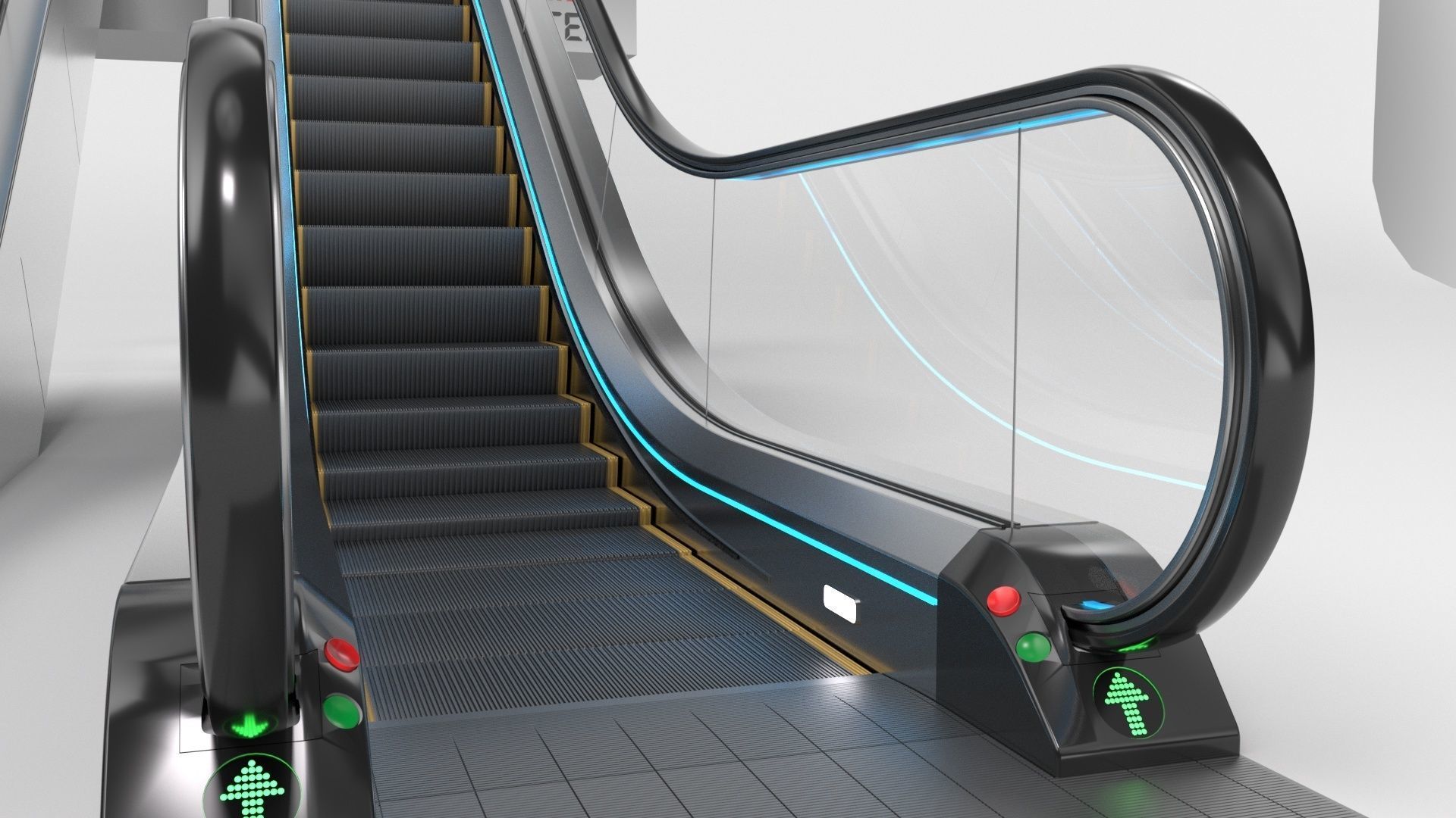 Escalator Adjustable and Rigged 3D model_31