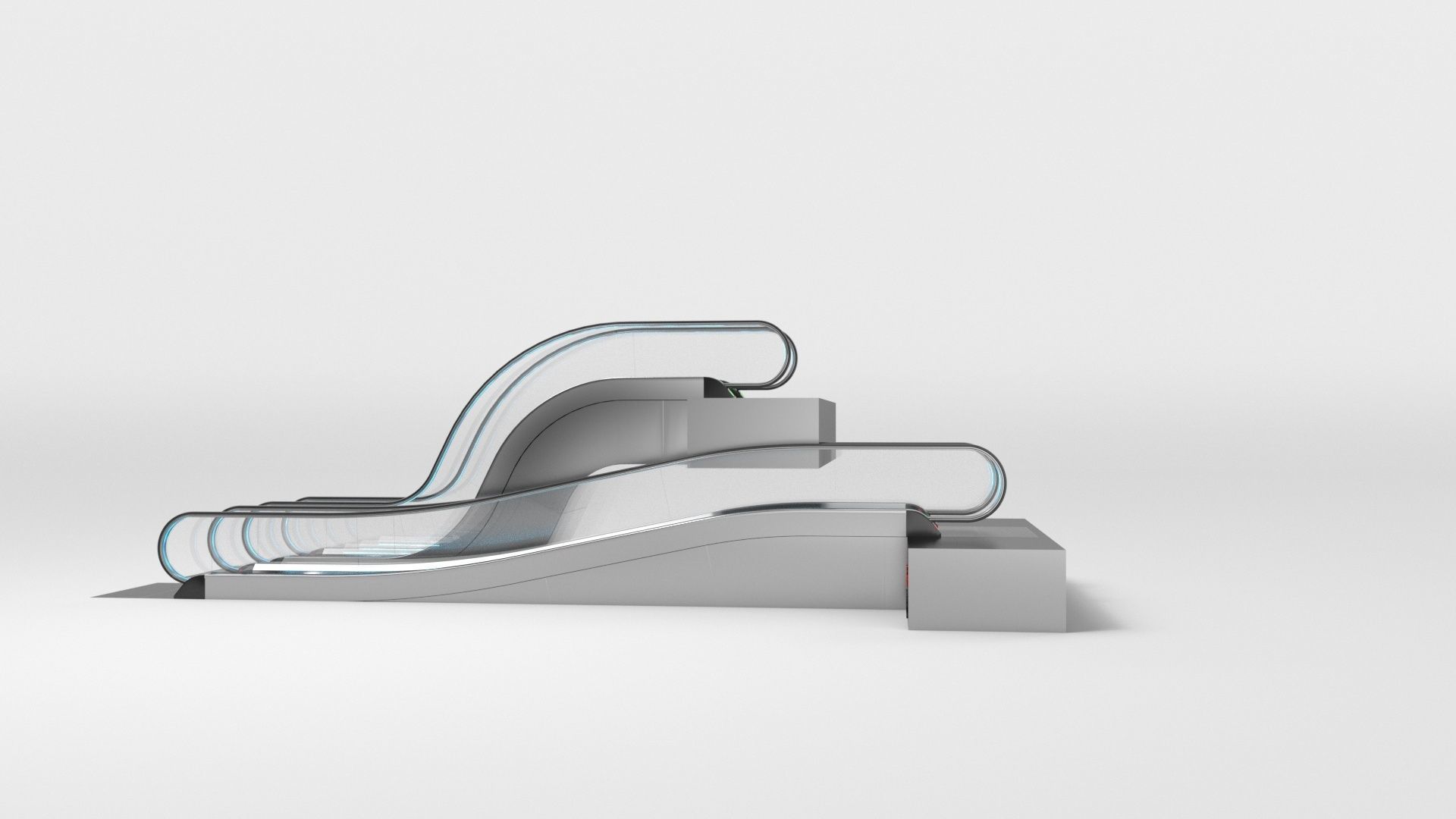 Escalator Adjustable and Rigged 3D model_18