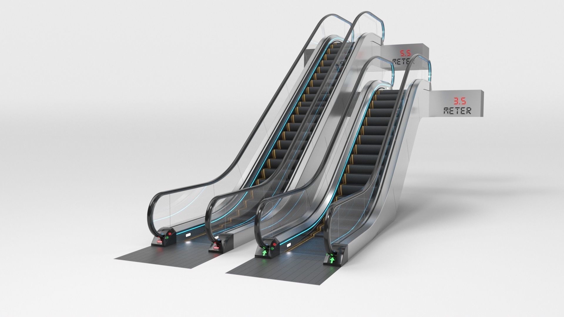 Escalator Adjustable and Rigged 3D model_22