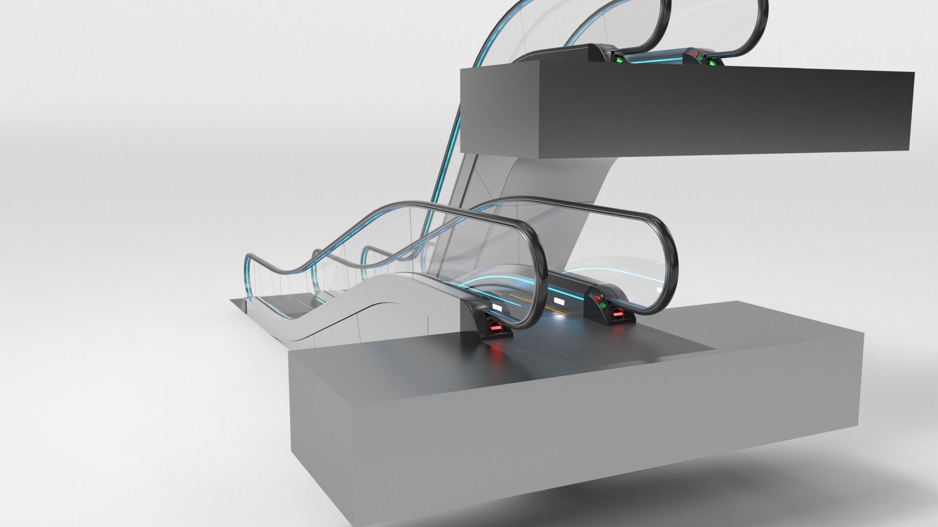 Escalator Adjustable and Rigged 3D model_19