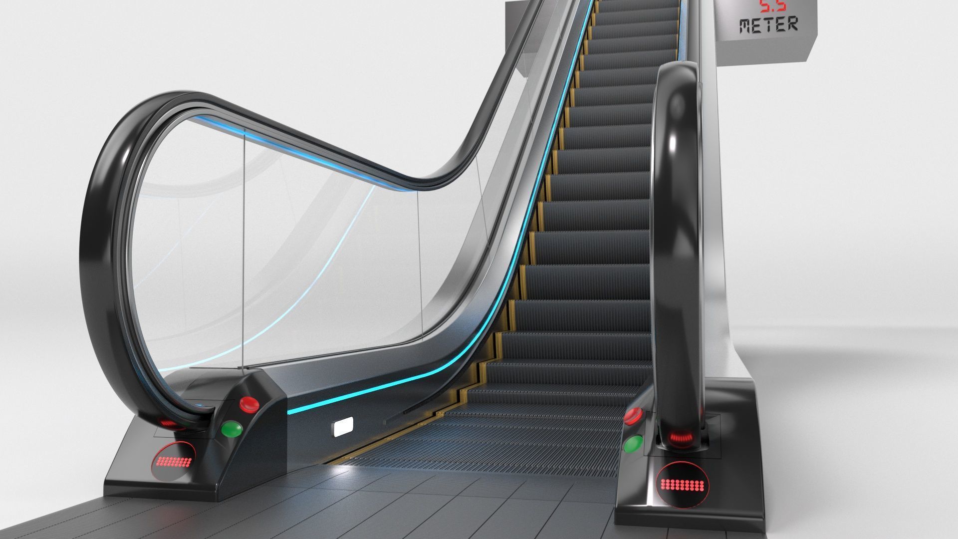 Escalator Adjustable and Rigged 3D model_48