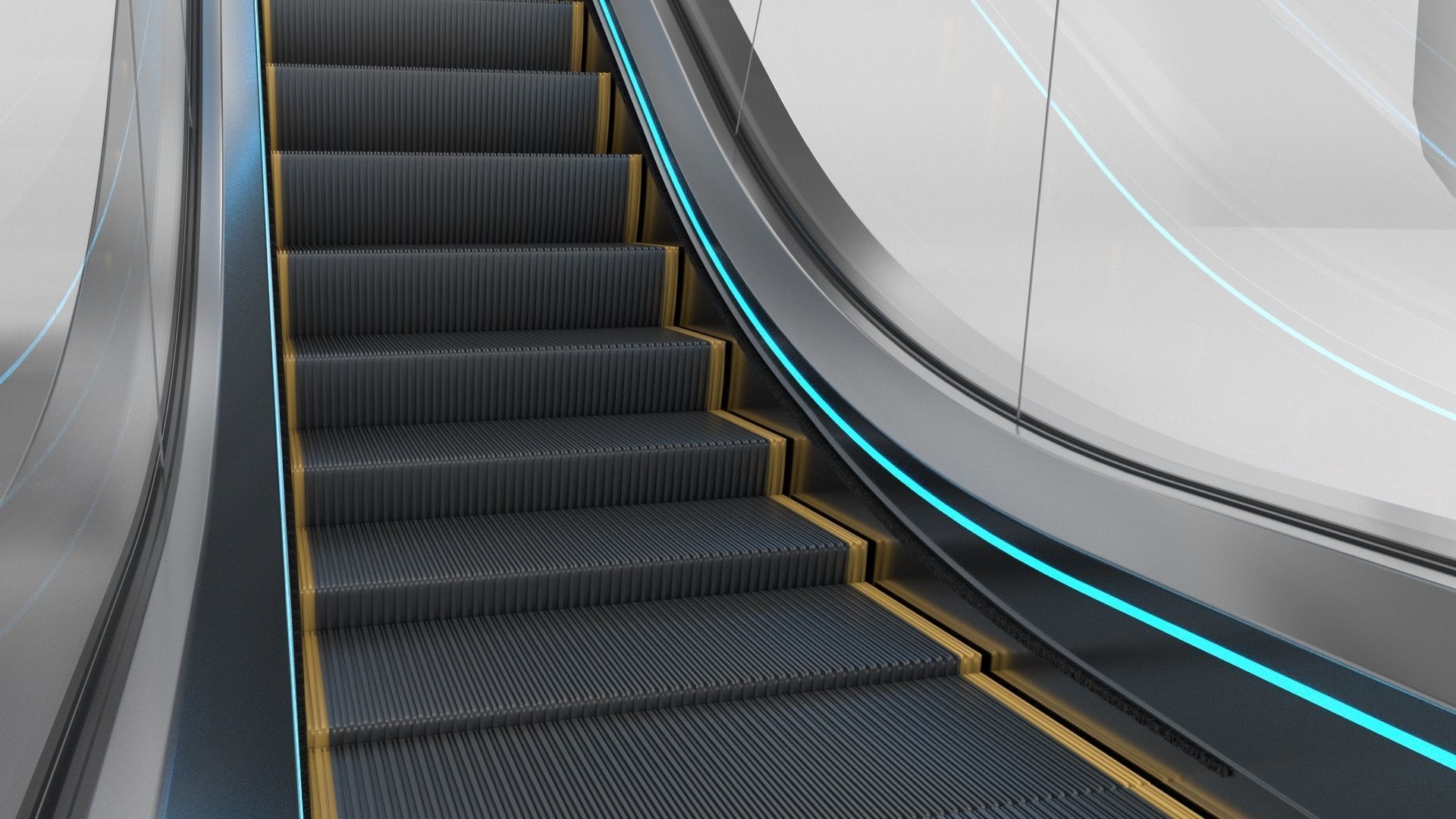 Escalator Adjustable and Rigged 3D model_30