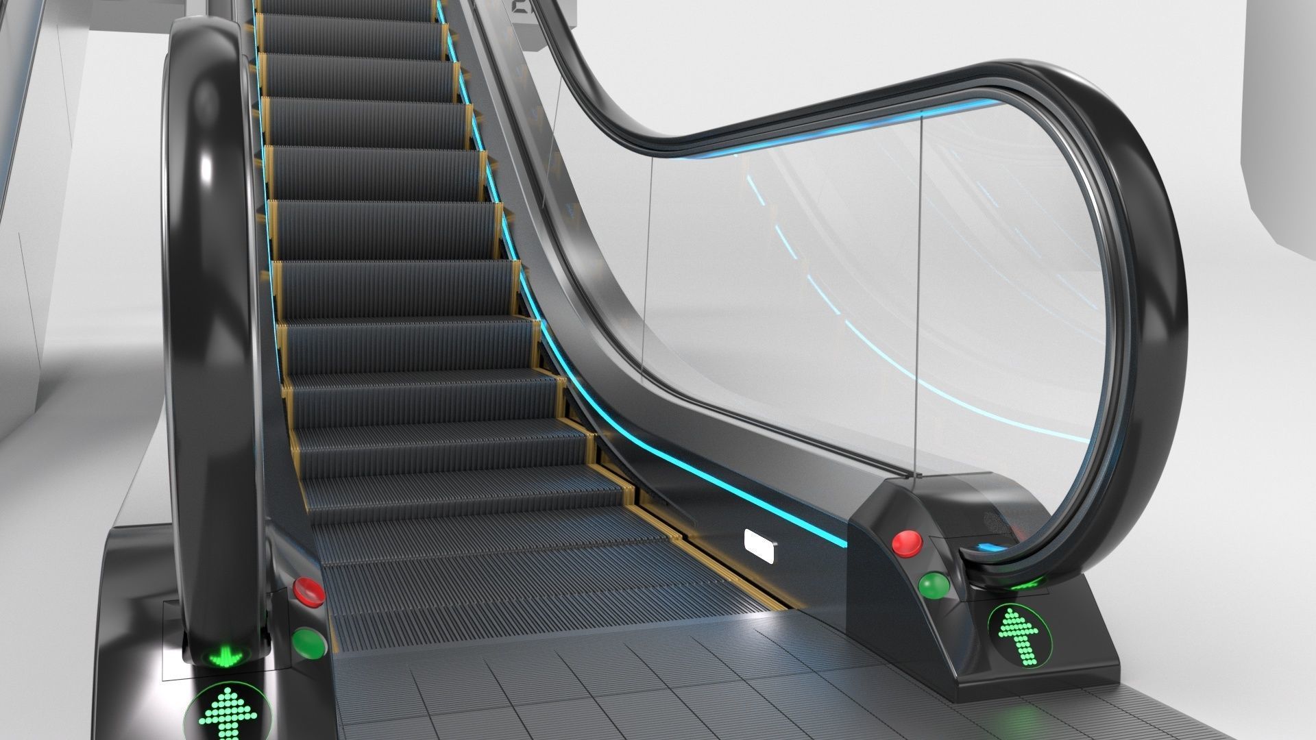 Escalator Adjustable and Rigged 3D model_34