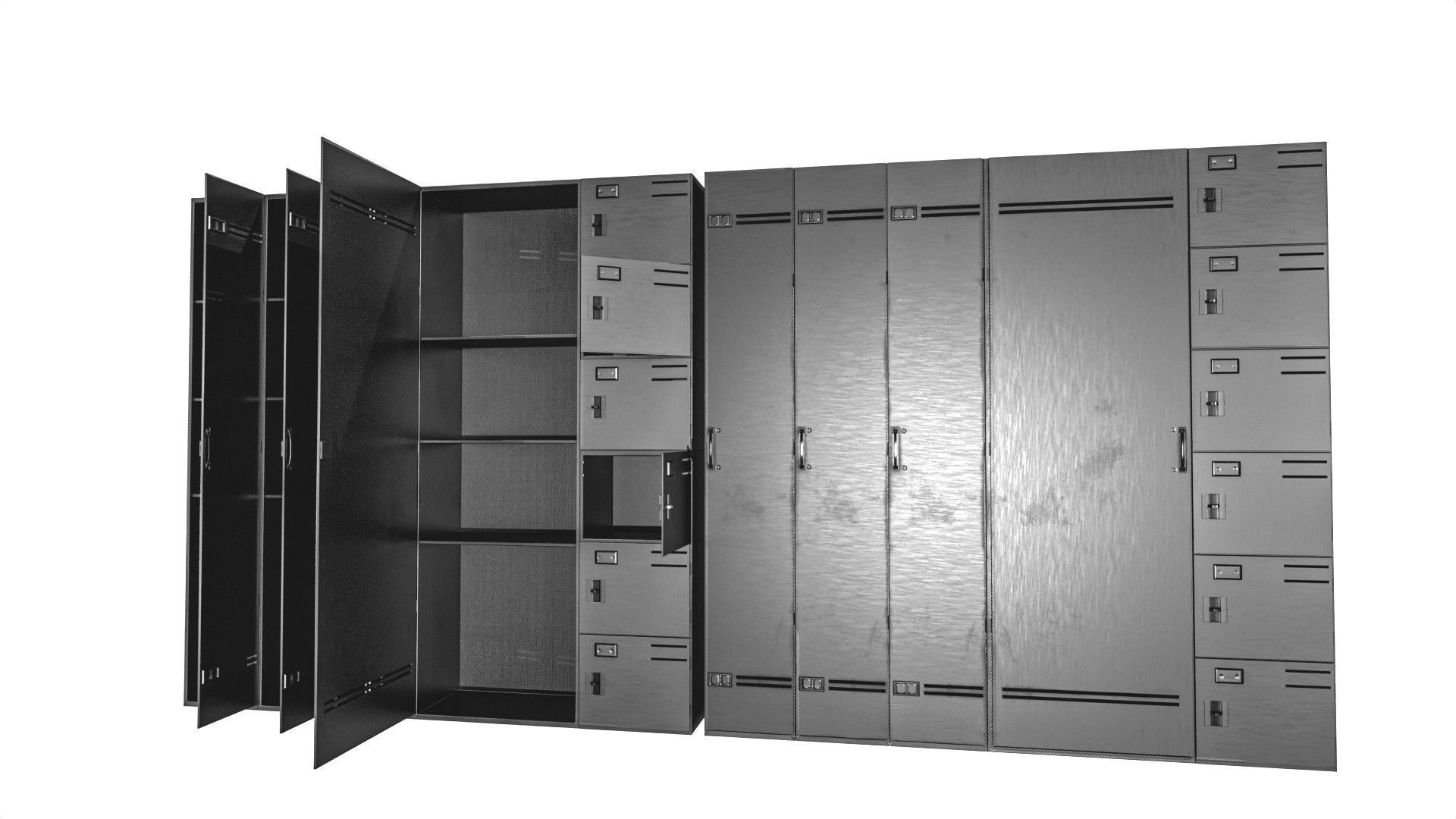 Metal Cabinet  Set Low-poly 3D model_4