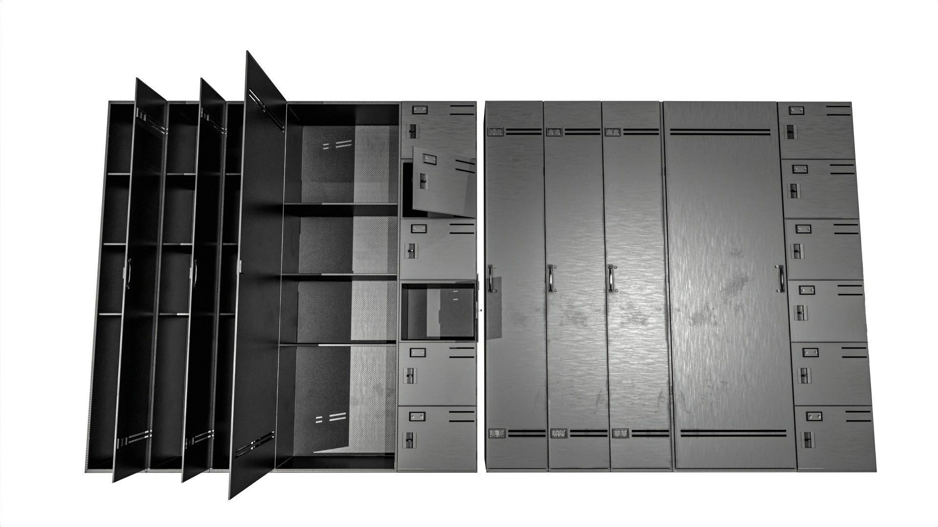 Metal Cabinet  Set Low-poly 3D model_10