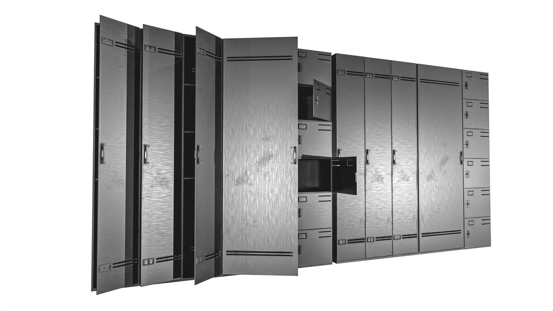 Metal Cabinet  Set Low-poly 3D model_2