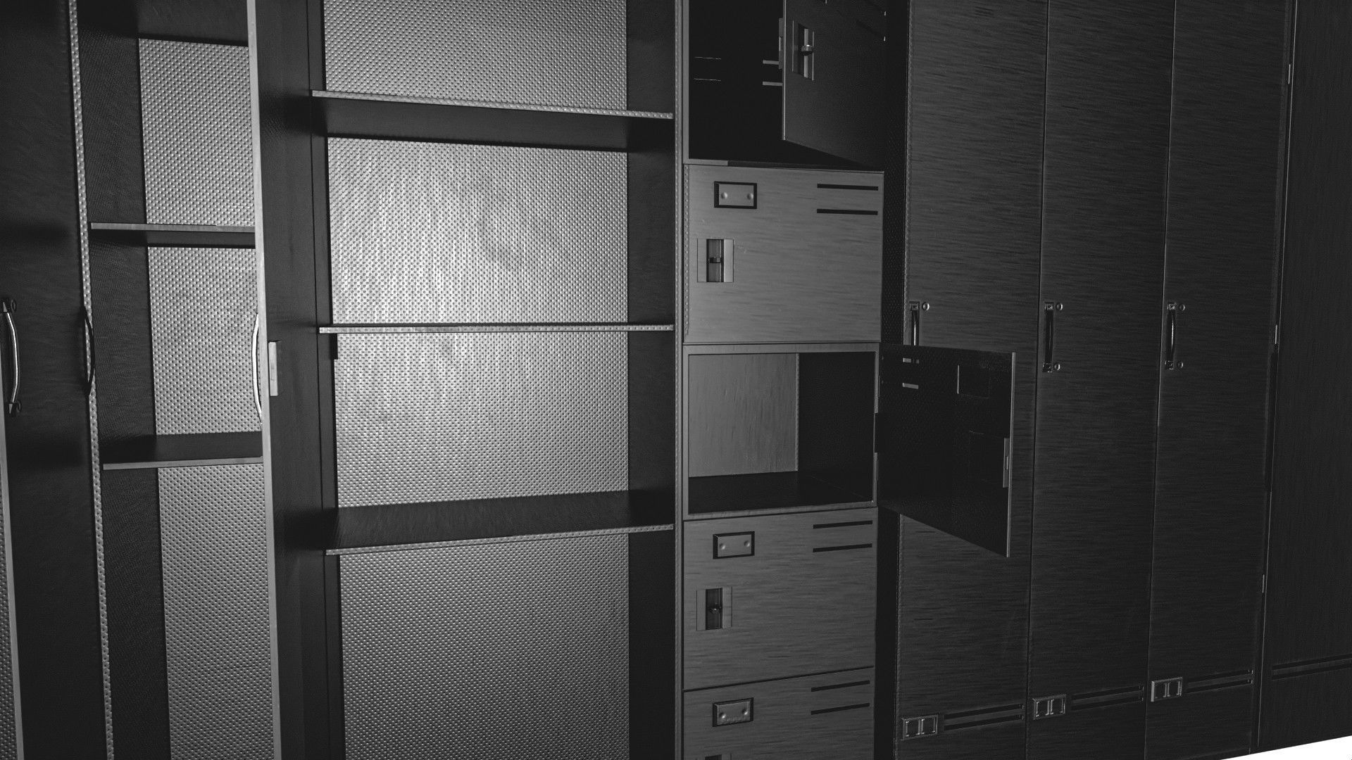 Metal Cabinet  Set Low-poly 3D model_15