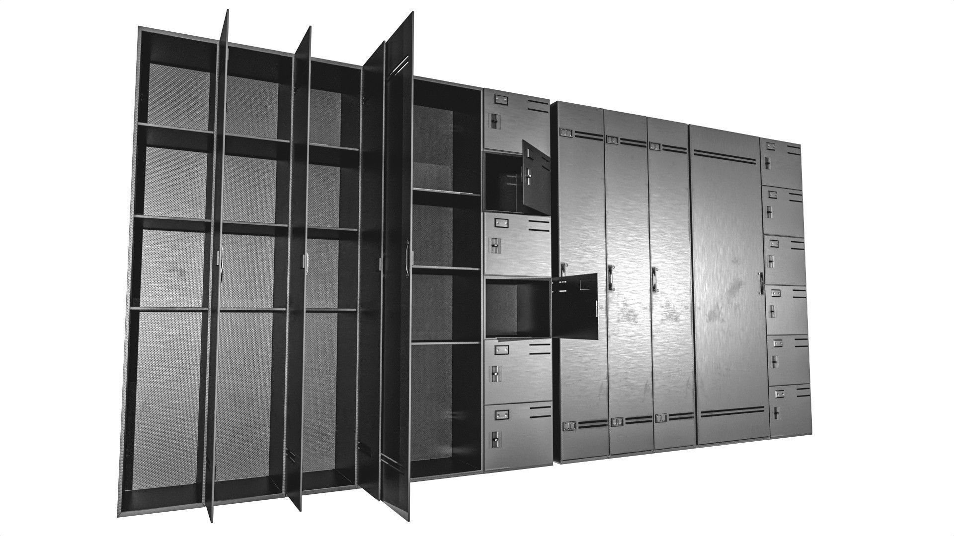 Metal Cabinet  Set Low-poly 3D model_8