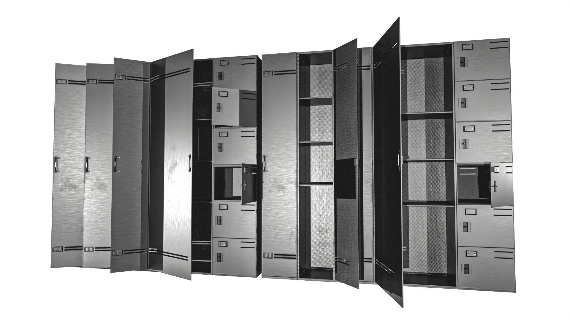 Metal Cabinet  Set Low-poly 3D model_1