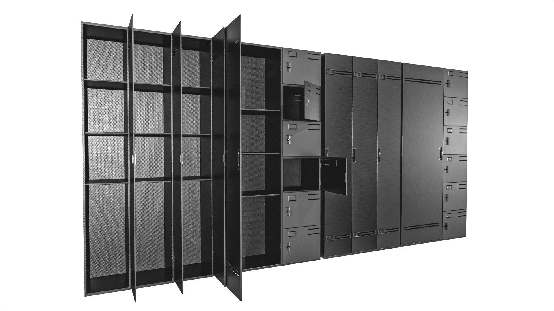 Metal Cabinet  Set Low-poly 3D model_3