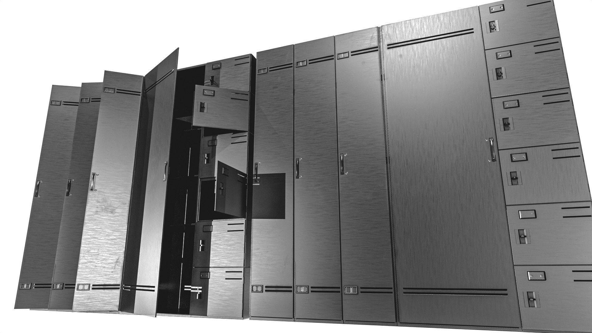 Metal Cabinet  Set Low-poly 3D model_6