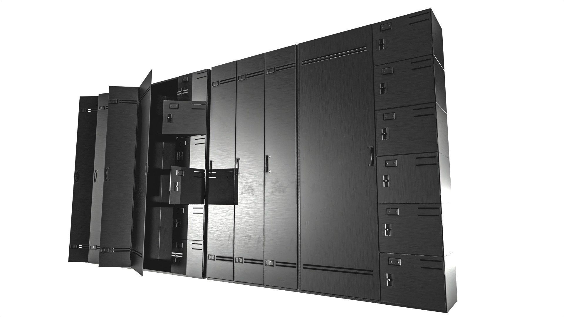 Metal Cabinet  Set Low-poly 3D model_7