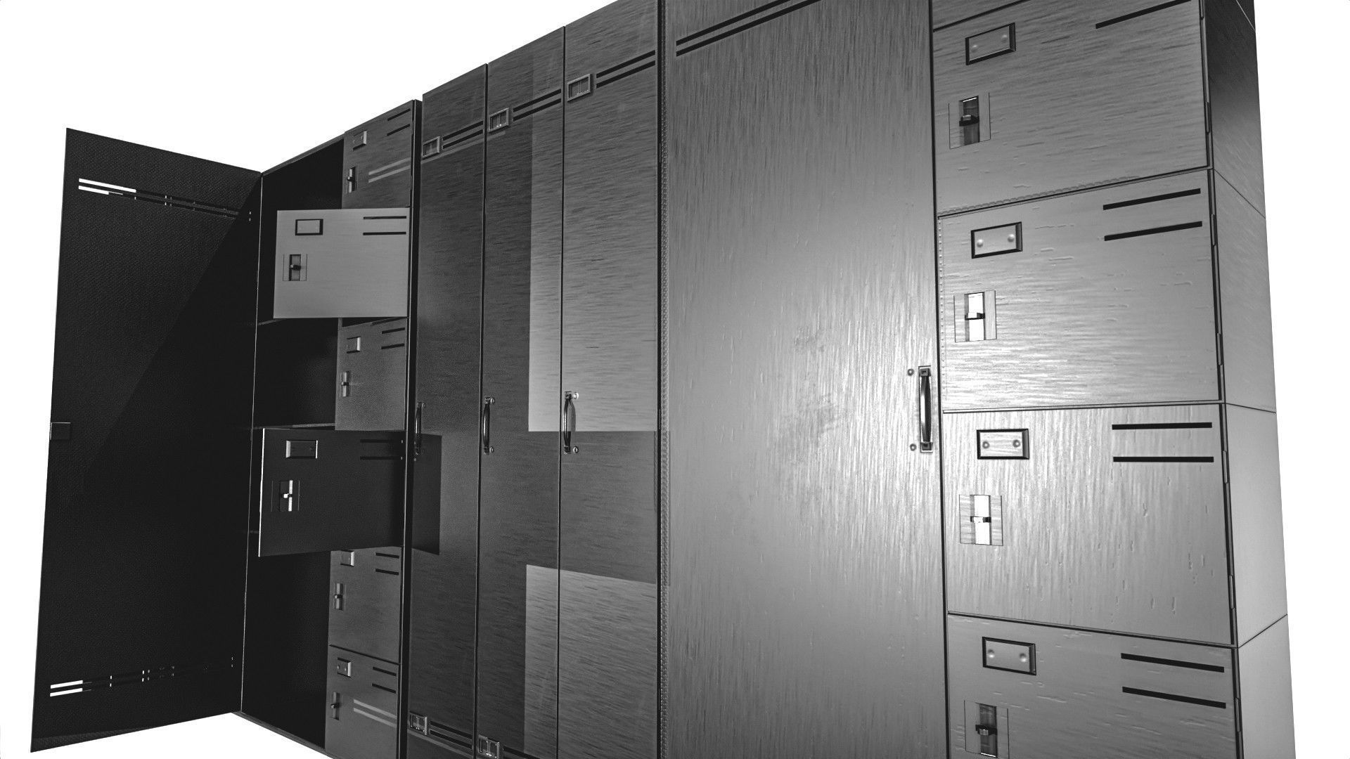 Metal Cabinet  Set Low-poly 3D model_12